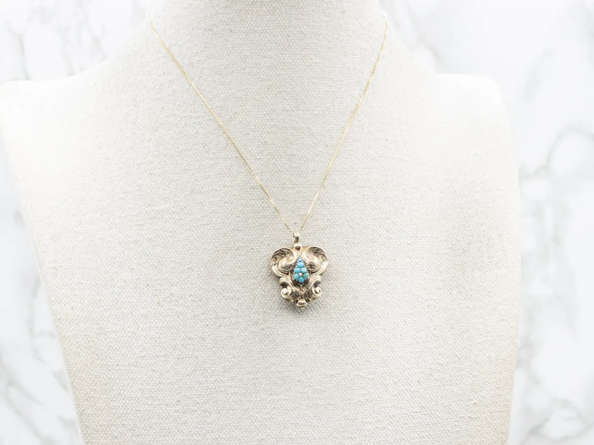 Victorian Turquoise and Seed Pearl Pin or Pendant