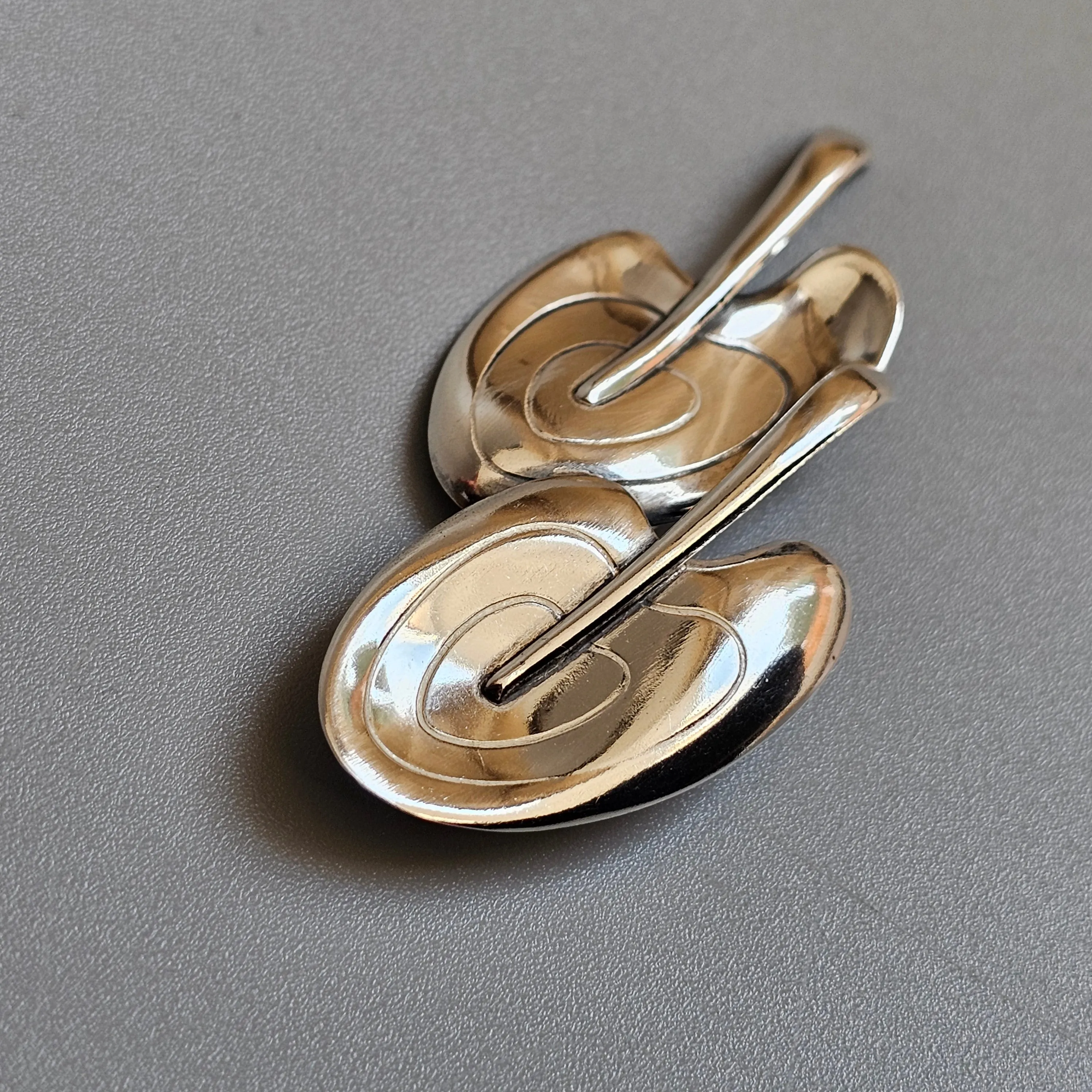 Vintage 1960s Finnish Modernist Silver Double Leaf Brooch by Elis Kauppi, Kupittaan Kulta