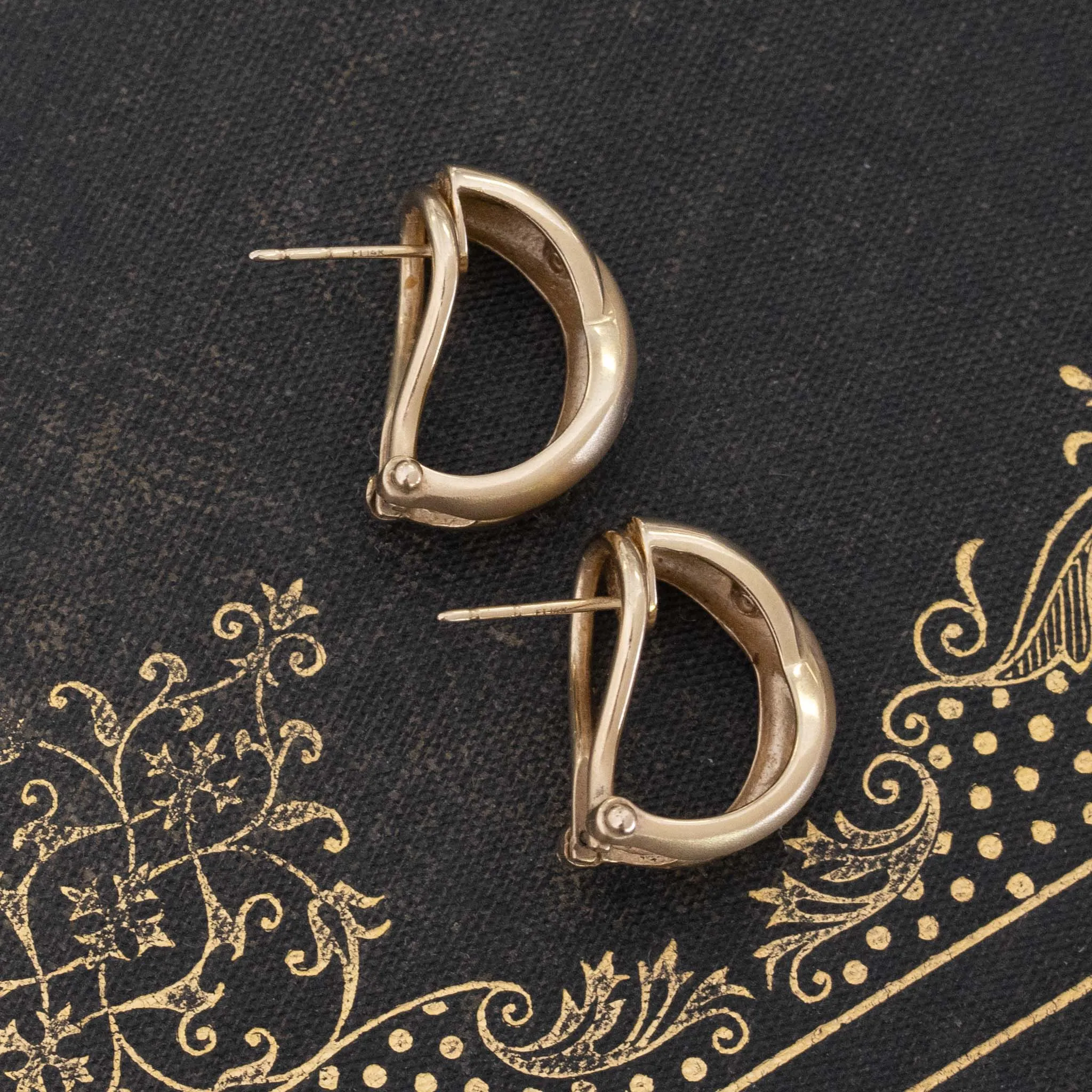 Vintage Diamond Twisted Hoop Earrings
