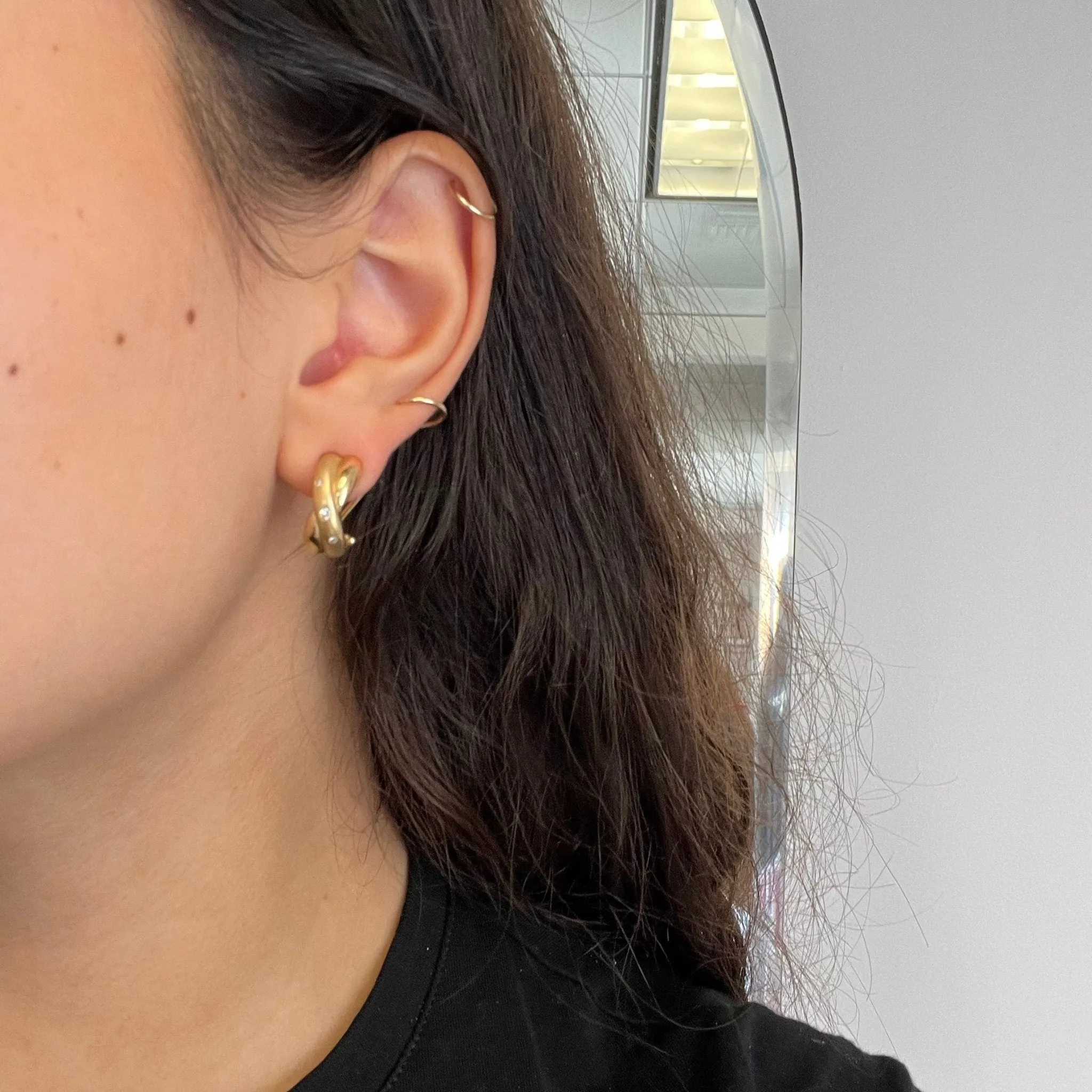Vintage Diamond Twisted Hoop Earrings