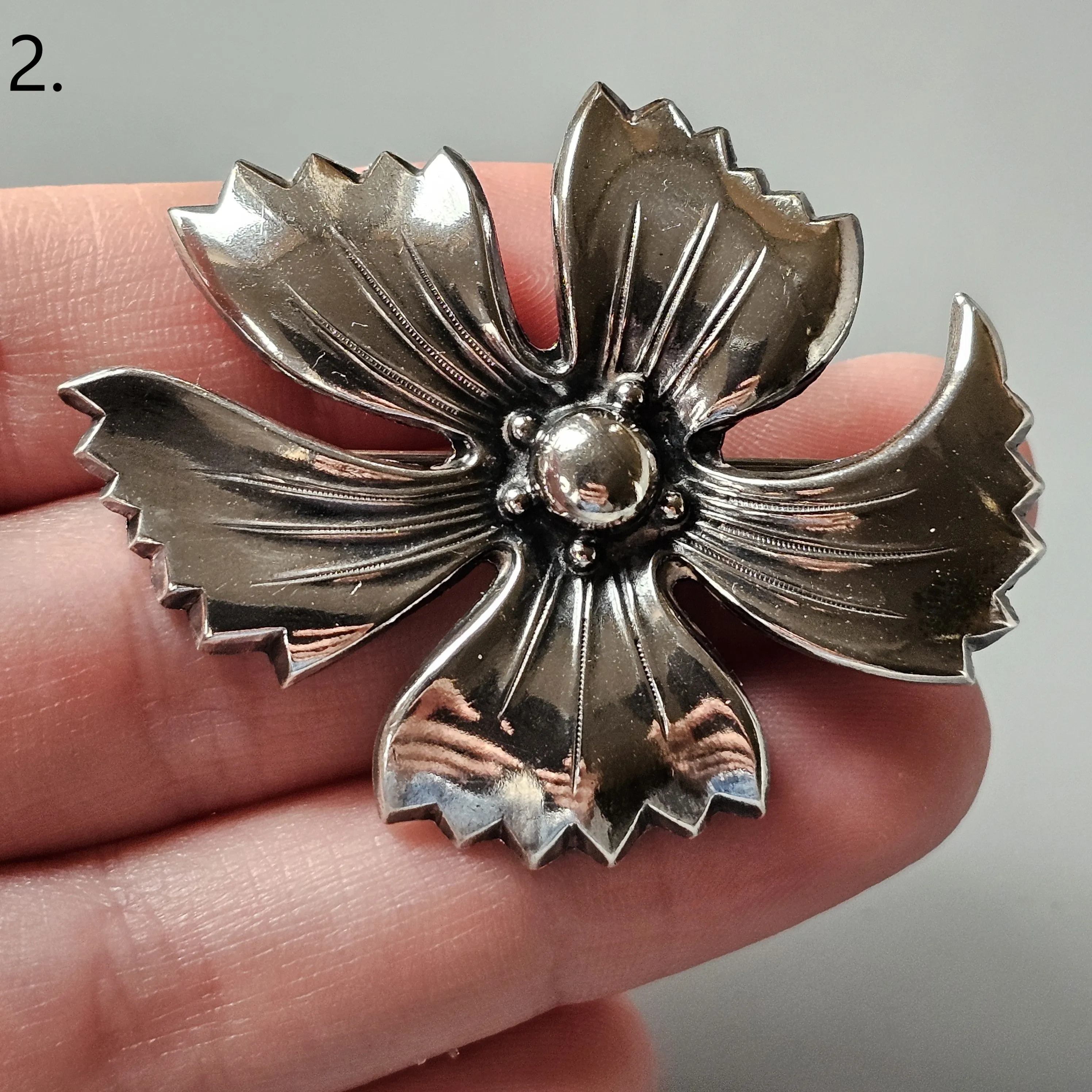 Vintage Silver Brooch Collection - Modernist & Floral Designs