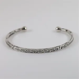 Vintage Silver Jewelry | Solid Detailed Etched Cuff Bracelet