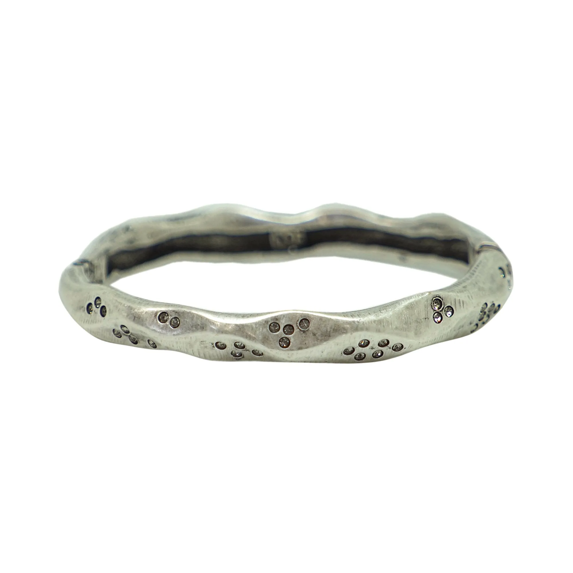 Vintage Silver Thin Wave Impression Bangle