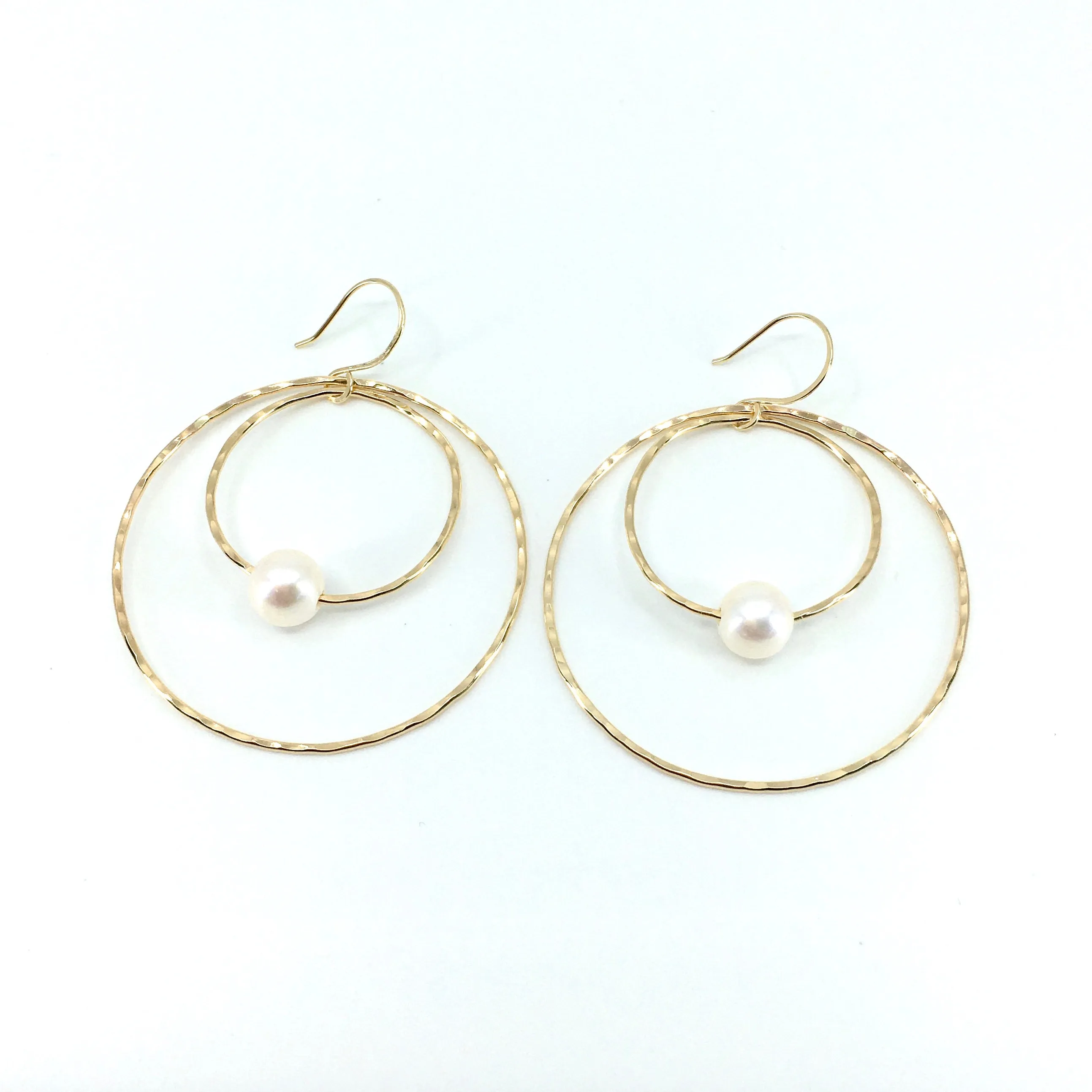 White Edison Pearl Hoop within a Hoop Earrings