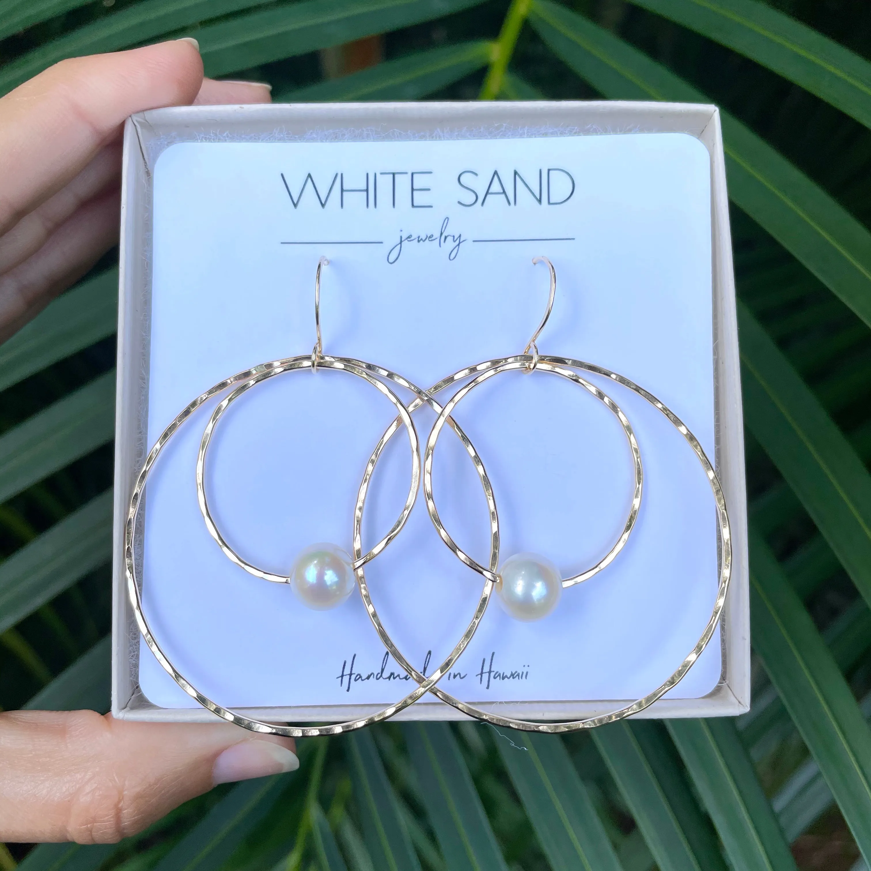 White Edison Pearl Hoop within a Hoop Earrings