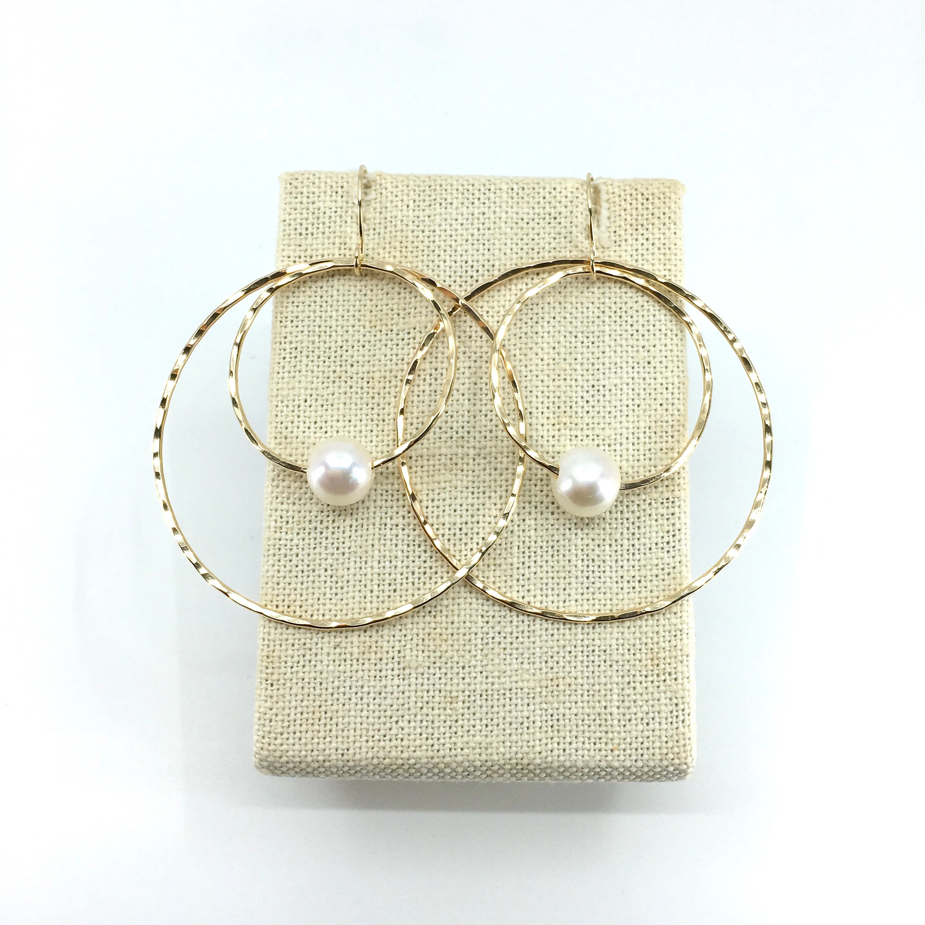 White Edison Pearl Hoop within a Hoop Earrings