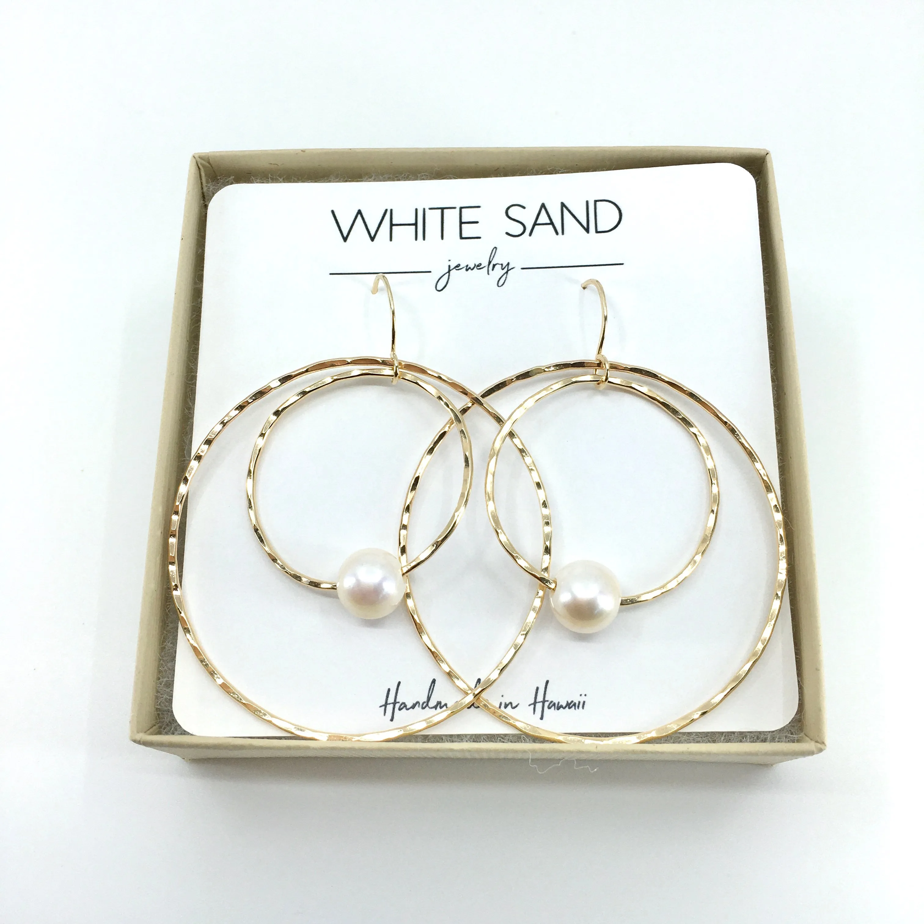 White Edison Pearl Hoop within a Hoop Earrings