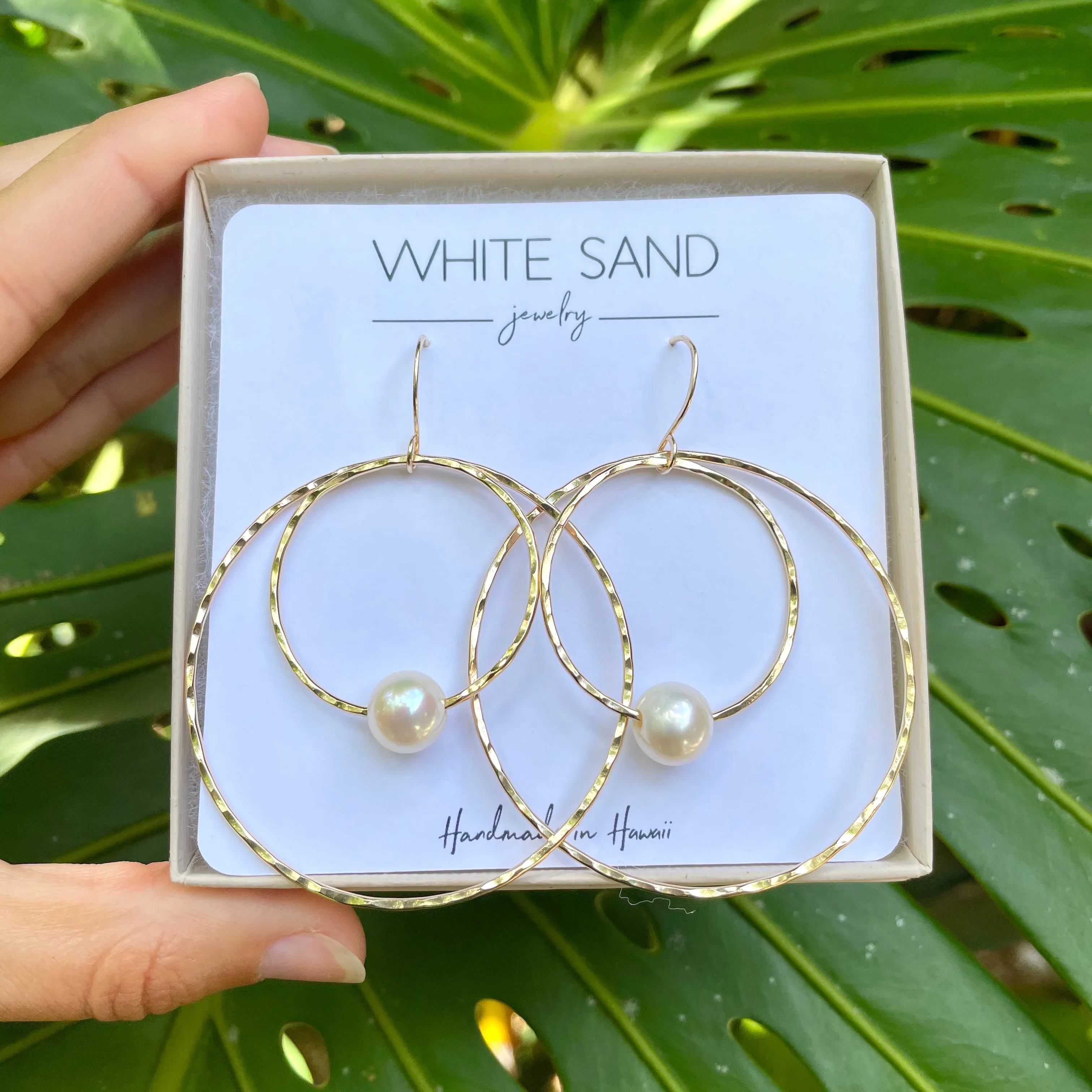 White Edison Pearl Hoop within a Hoop Earrings