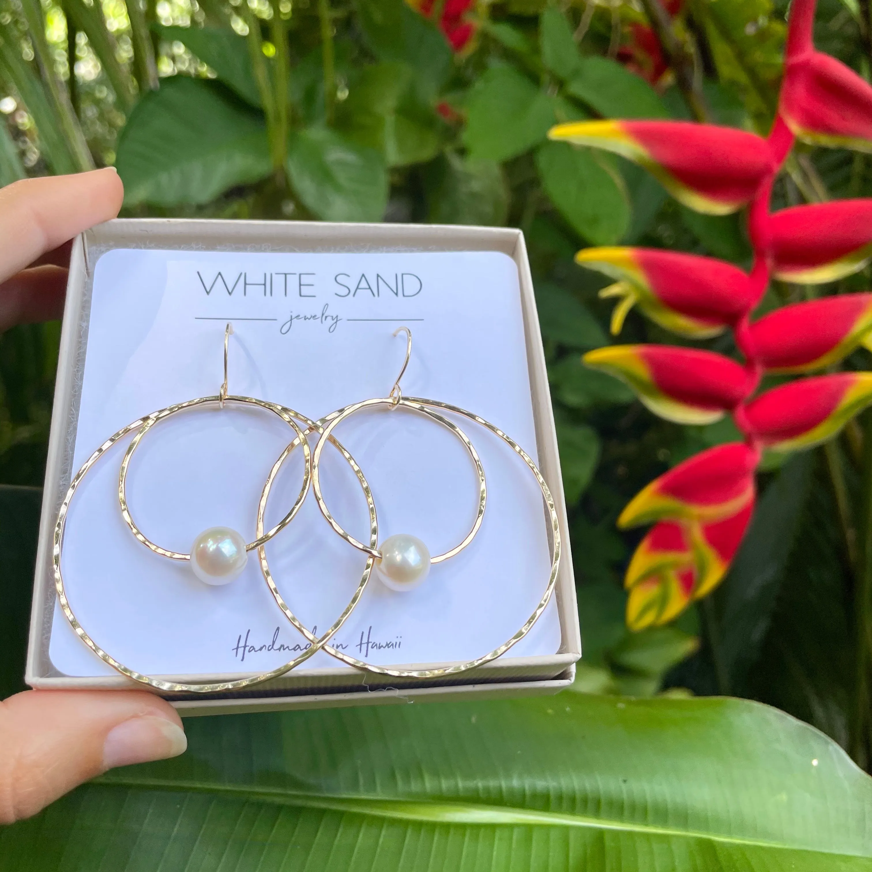 White Edison Pearl Hoop within a Hoop Earrings