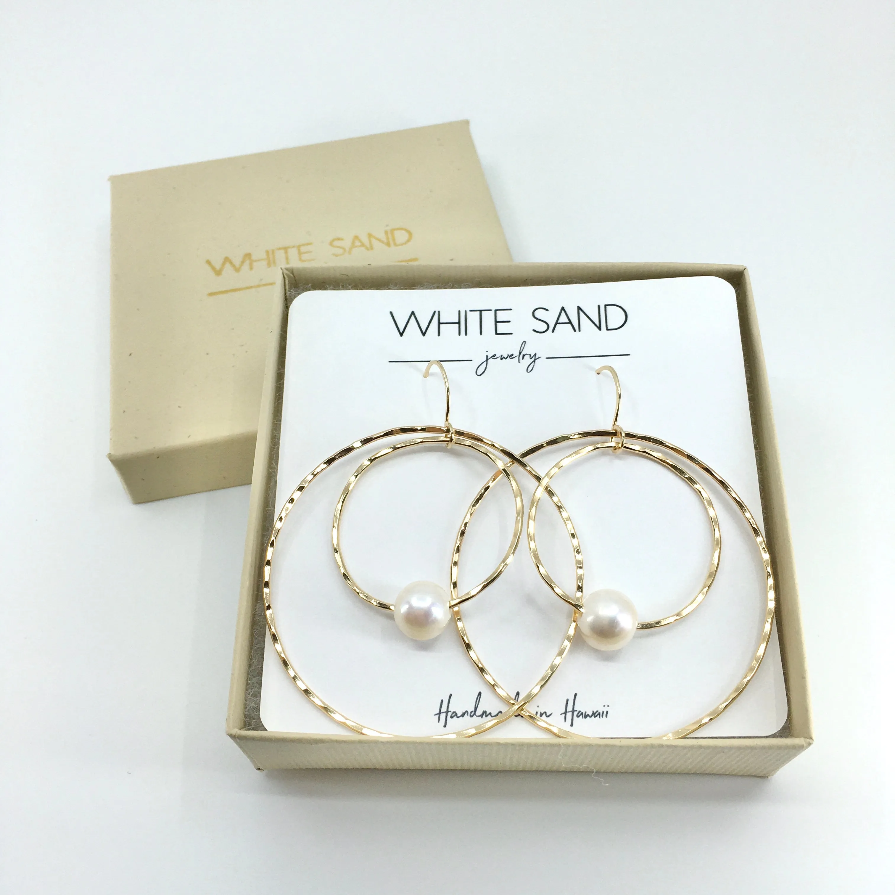 White Edison Pearl Hoop within a Hoop Earrings