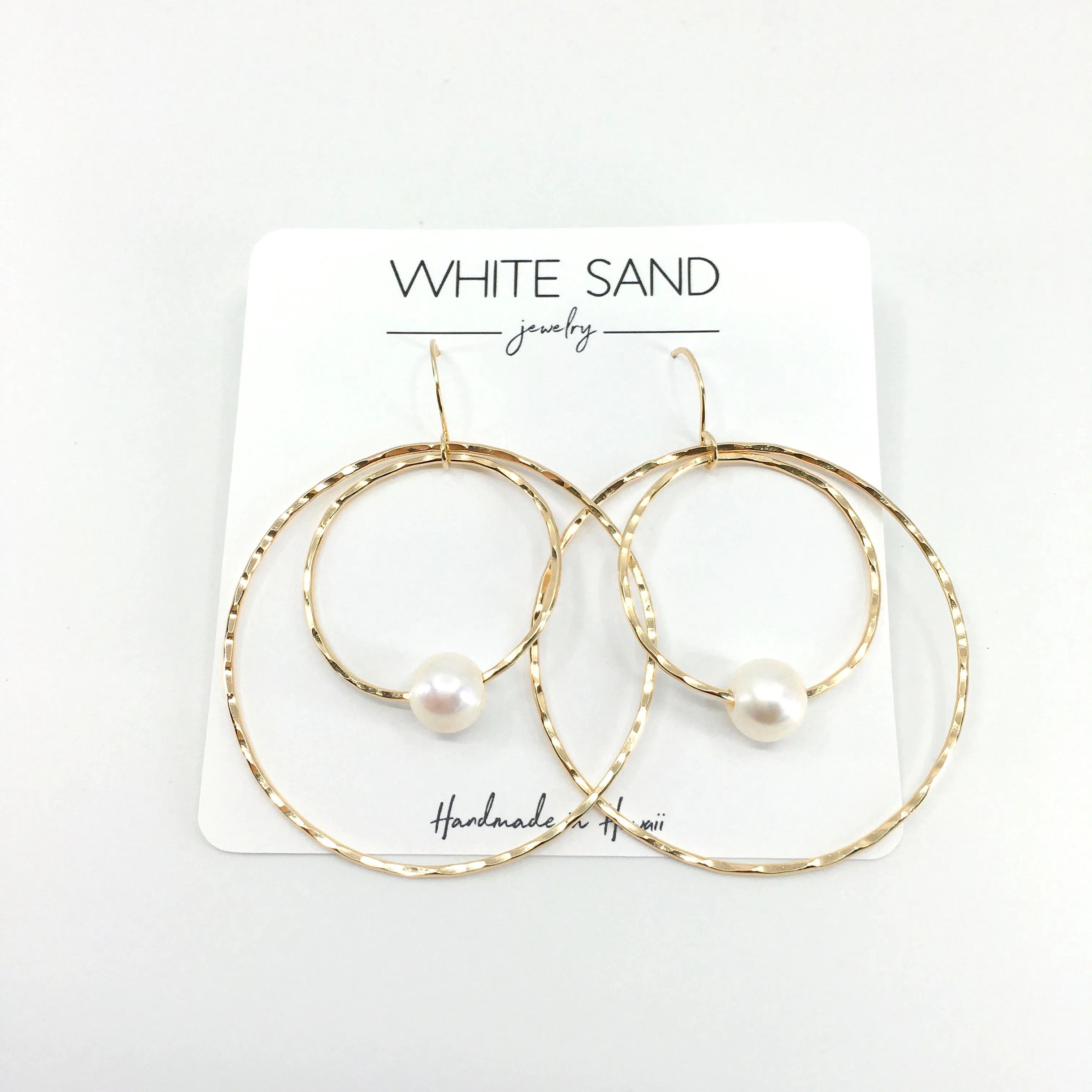 White Edison Pearl Hoop within a Hoop Earrings