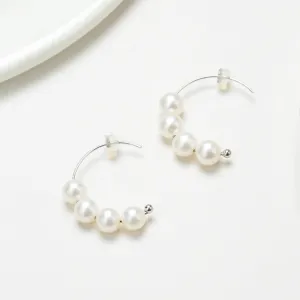 White Freshwater Pearl Hoop Renee Earrings