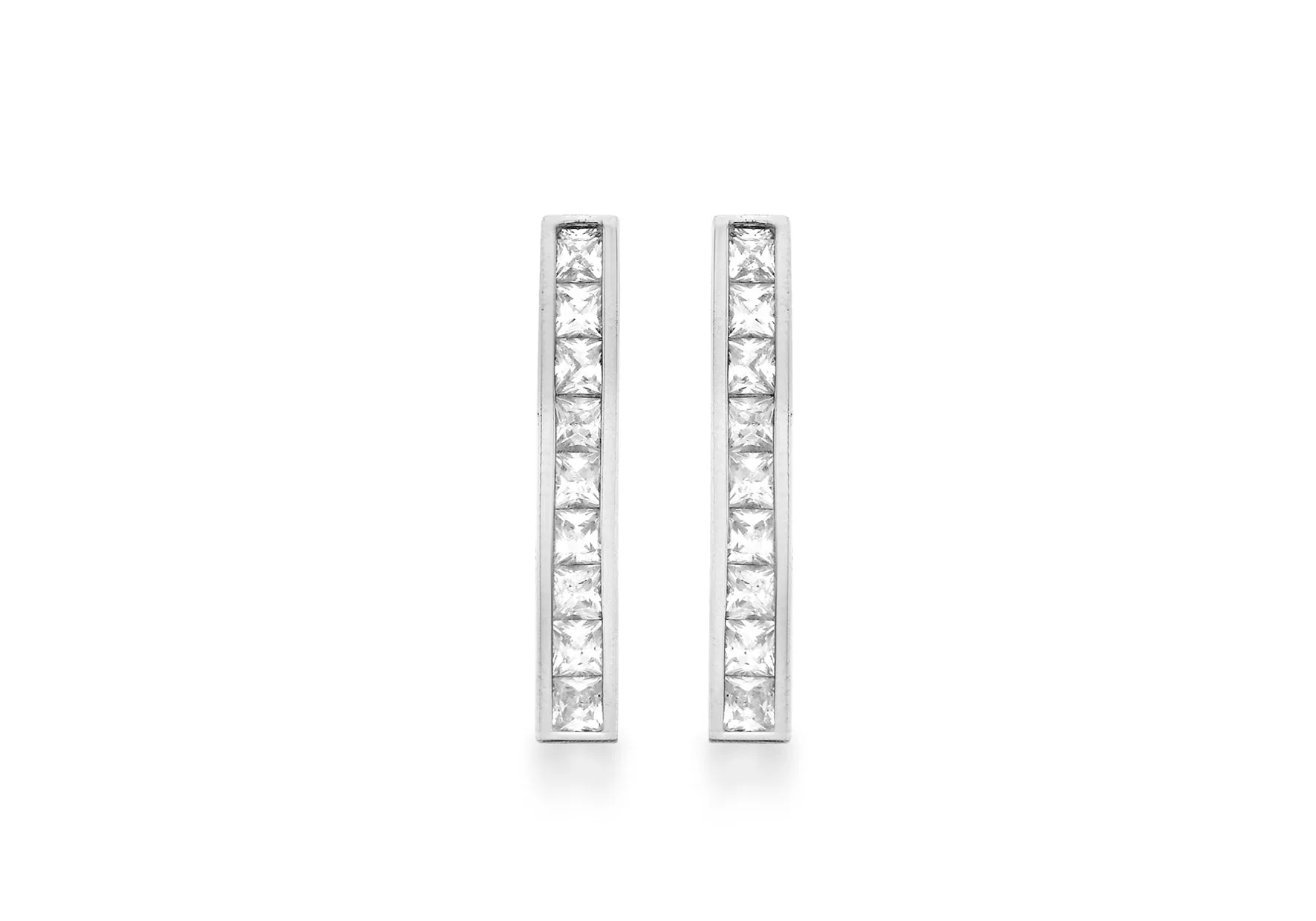 White gold bar drop earrings 36863