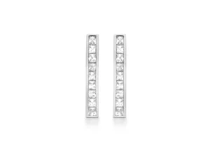 White gold bar drop earrings 36863
