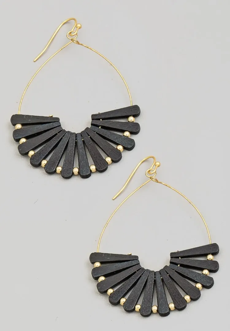 Wooden Bar Tear Dangle Earrings ( 3 Colors)