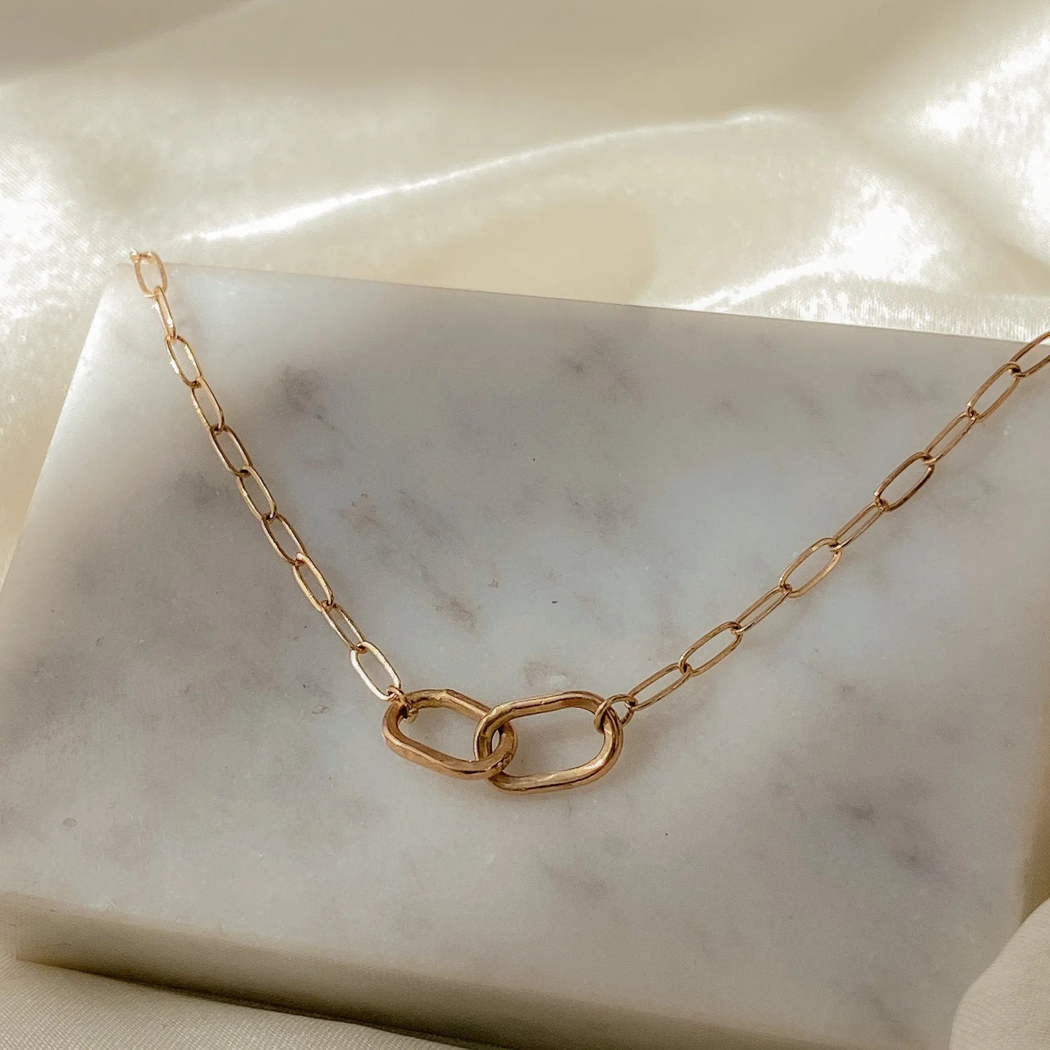 XL Paperclip Charm Necklace | Recycled 14k Gold