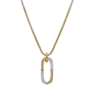 Yellow Cable & Chain Paperclip Pendant Necklace with 14kt Gold & Diamonds