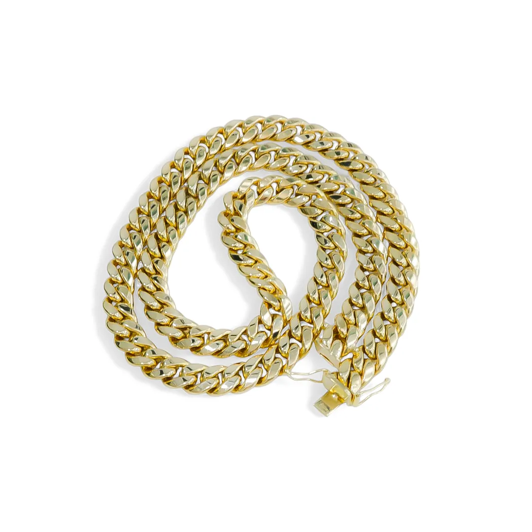 YELLOW GOLD HOLLOW CUBAN LINK NECKLACE