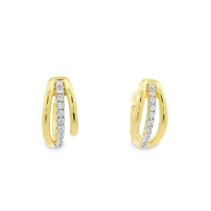 Yellow Gold Plated Cubic Zirconia Latch Back Fancy Hoop Earrings