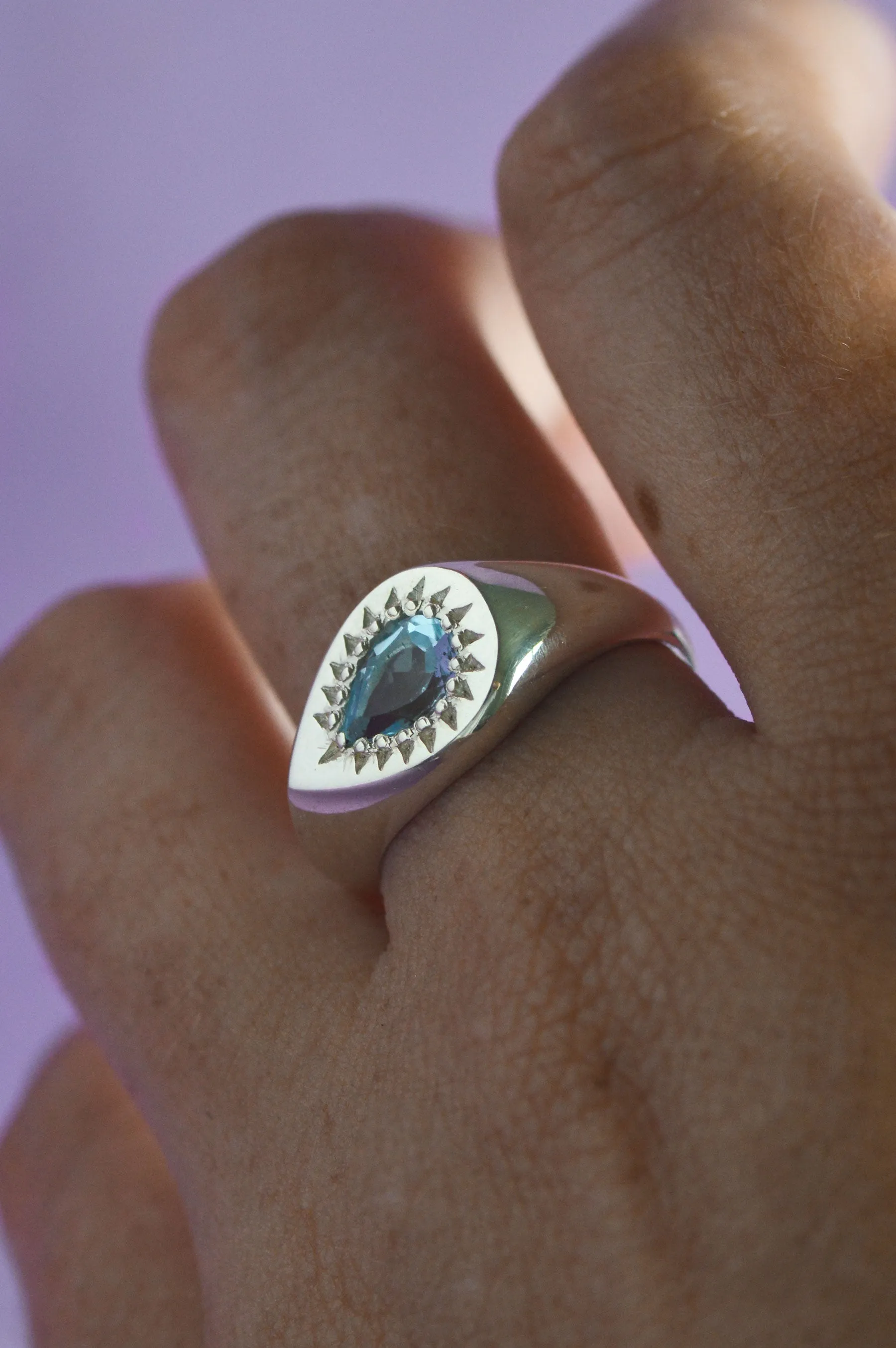 Ziggy Blue Topaz Silver Signet