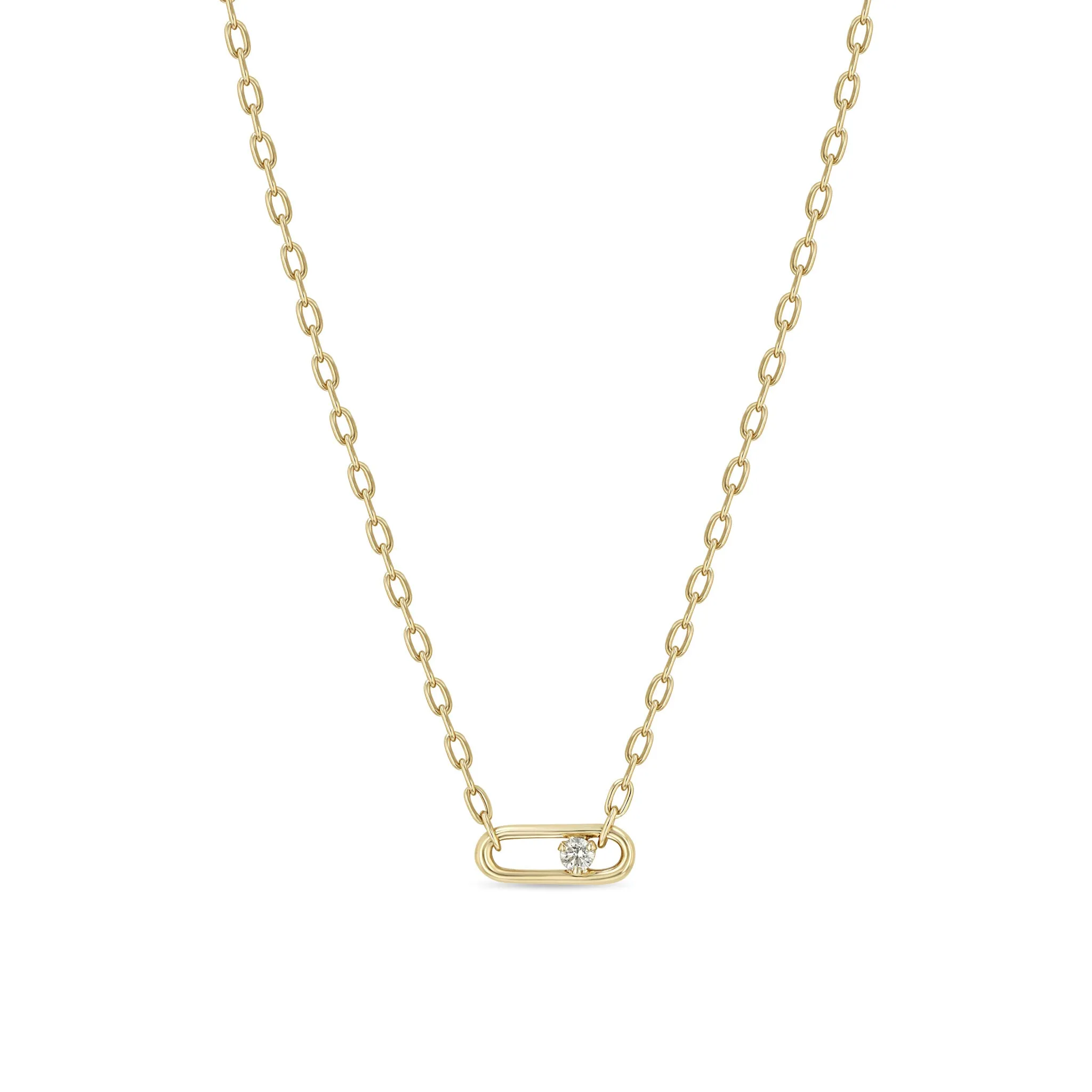Zoë Chicco 14k Yellow Gold Diamond Paperclip Link Chain Necklace