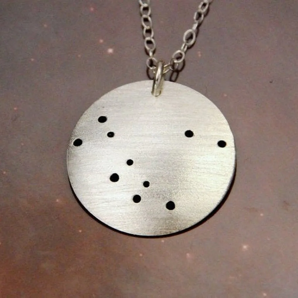 Zodiac Constellation Pinhole Sterling Silver Necklace