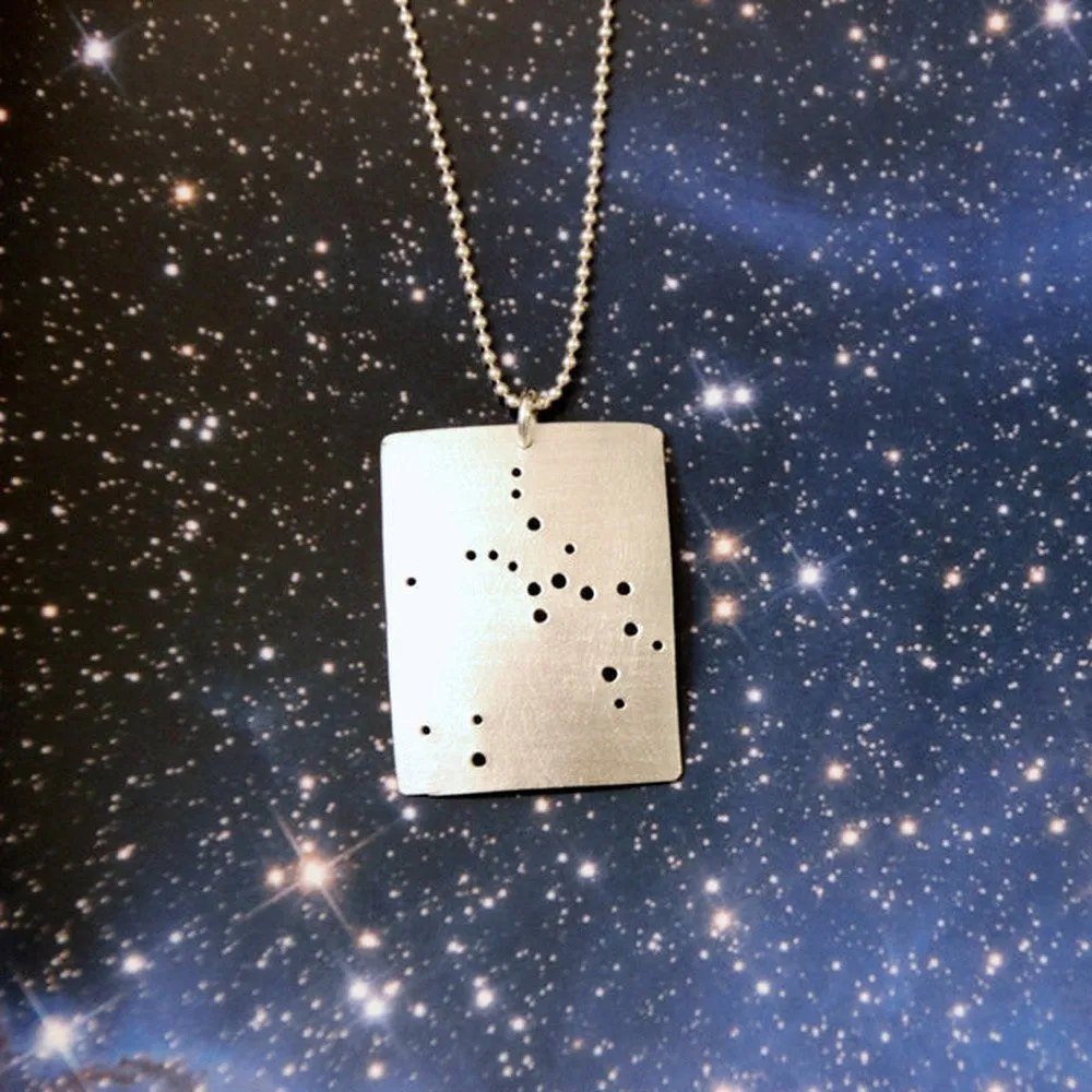 Zodiac Constellation Pinhole Sterling Silver Necklace
