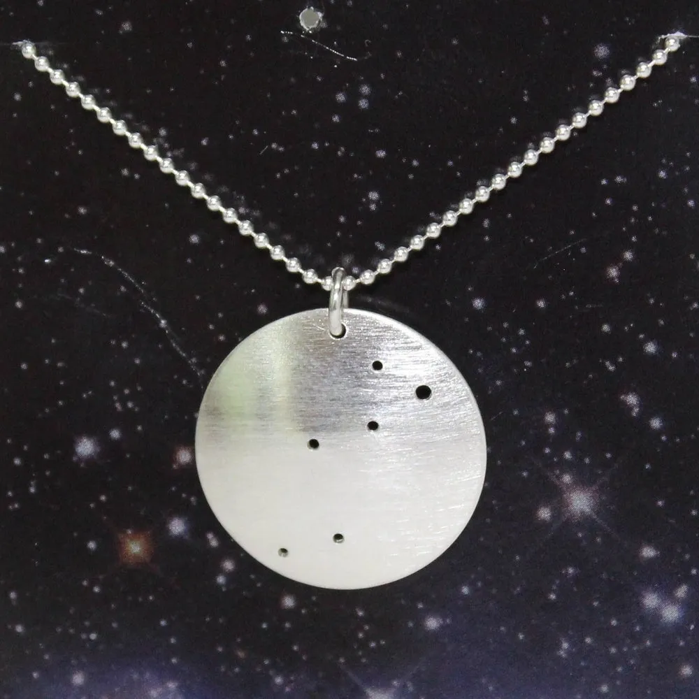 Zodiac Constellation Pinhole Sterling Silver Necklace