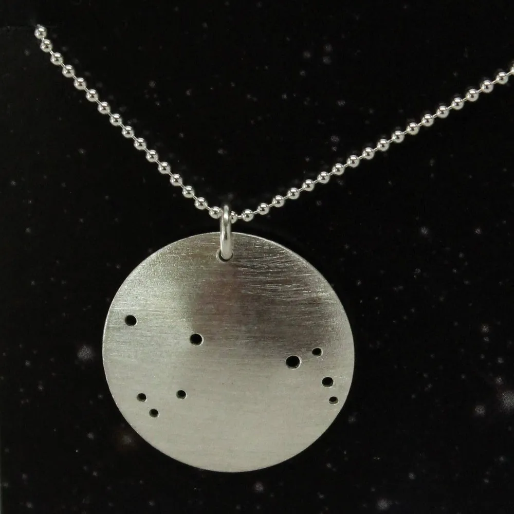 Zodiac Constellation Pinhole Sterling Silver Necklace