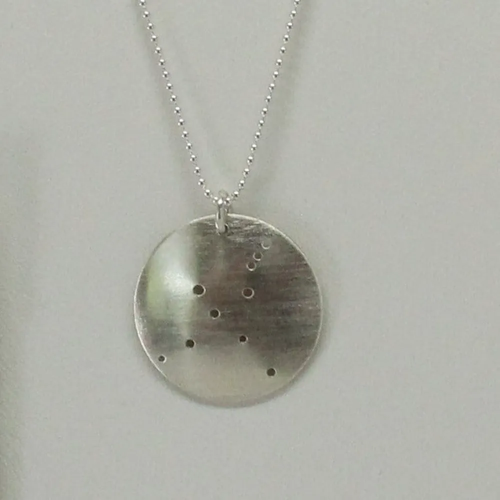 Zodiac Constellation Pinhole Sterling Silver Necklace