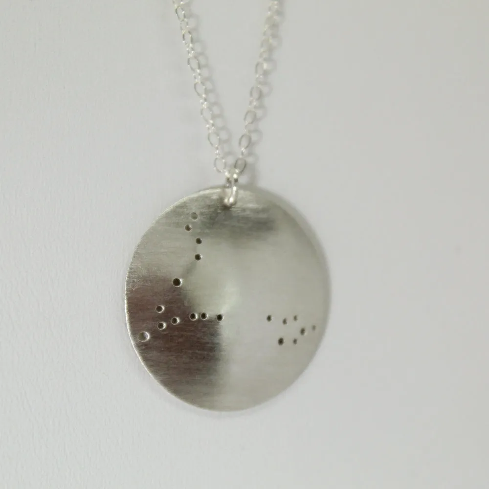 Zodiac Constellation Pinhole Sterling Silver Necklace