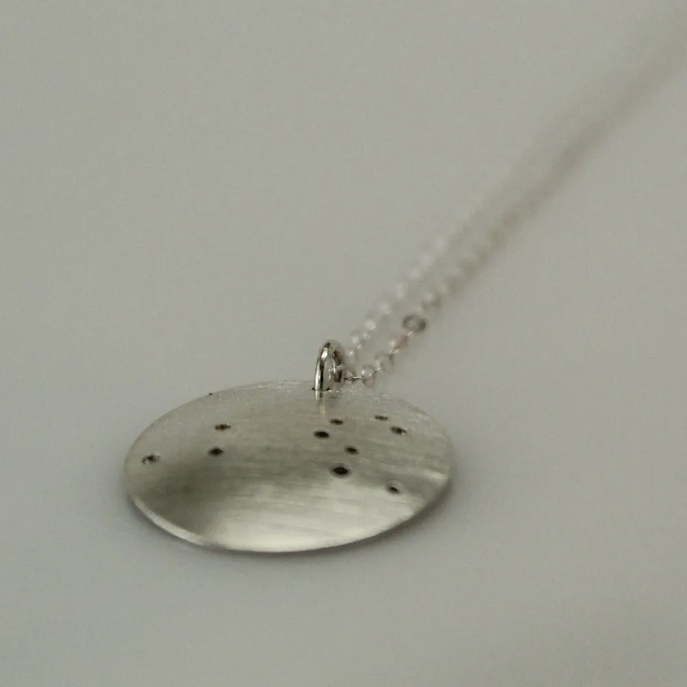 Zodiac Constellation Pinhole Sterling Silver Necklace