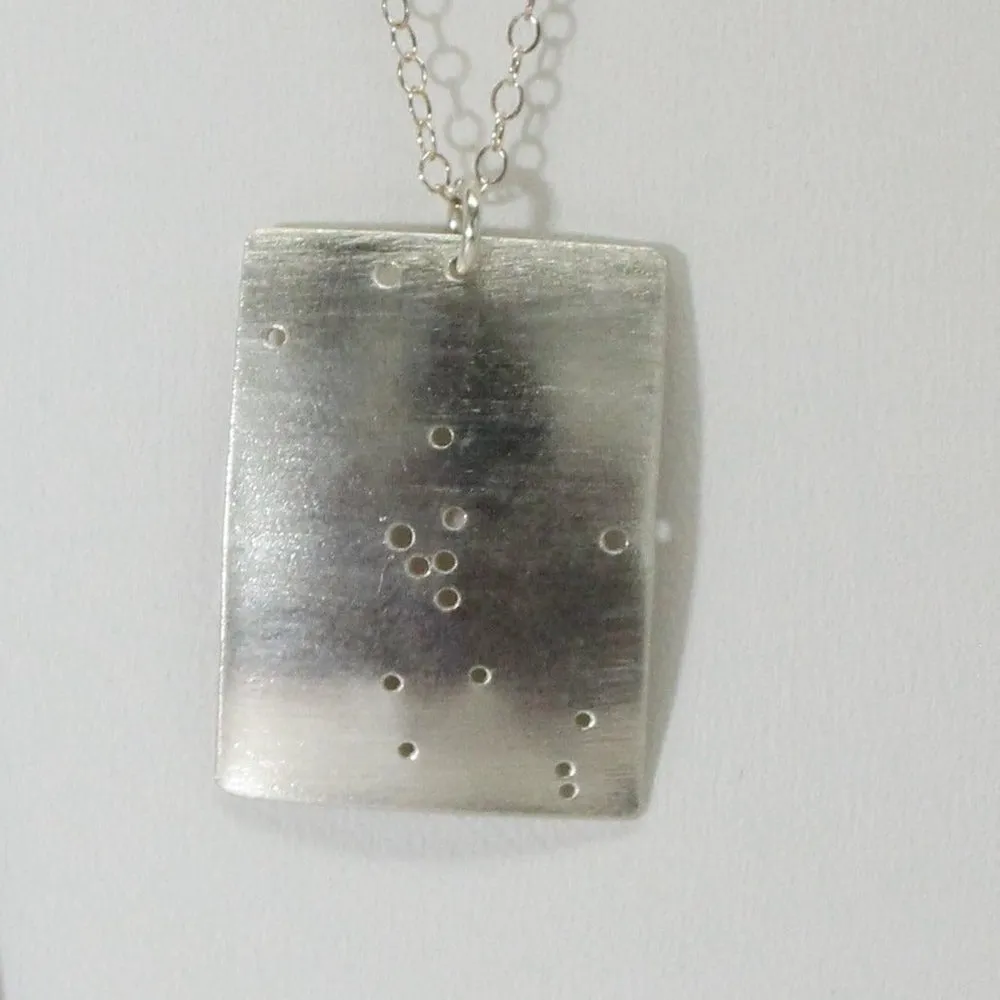 Zodiac Constellation Pinhole Sterling Silver Necklace