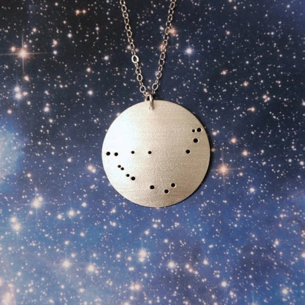 Zodiac Constellation Pinhole Sterling Silver Necklace