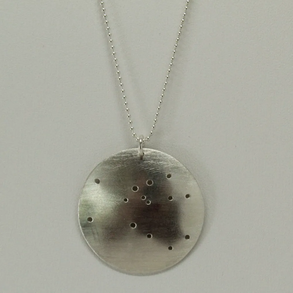 Zodiac Constellation Pinhole Sterling Silver Necklace