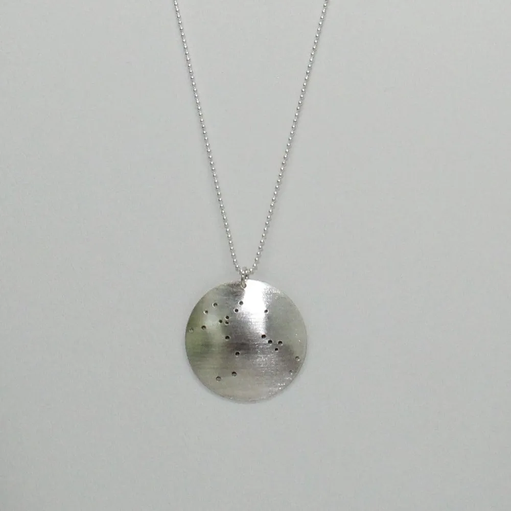 Zodiac Constellation Pinhole Sterling Silver Necklace