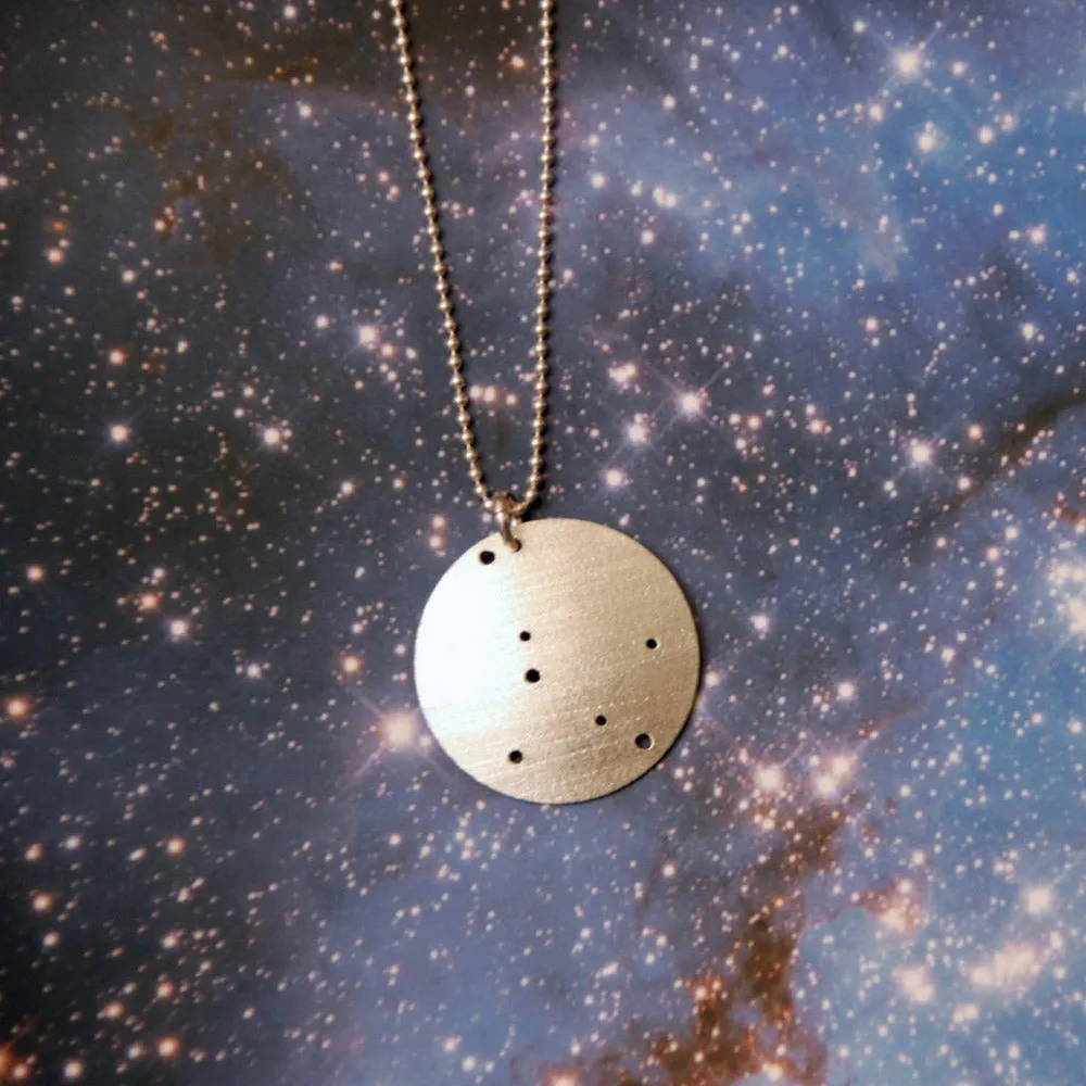 Zodiac Constellation Pinhole Sterling Silver Necklace