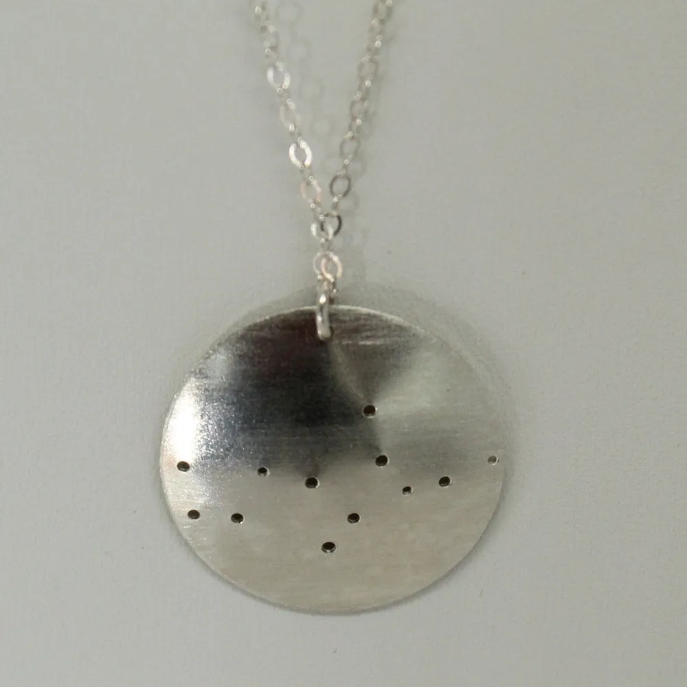 Zodiac Constellation Pinhole Sterling Silver Necklace