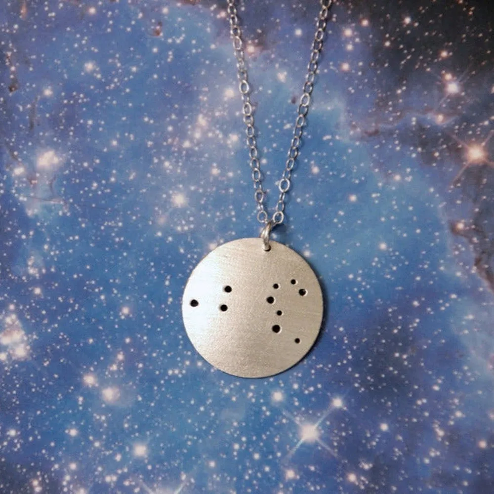 Zodiac Constellation Pinhole Sterling Silver Necklace