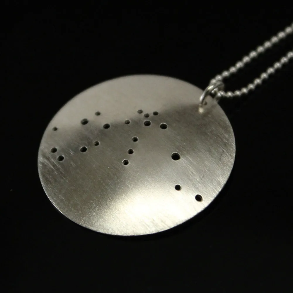 Zodiac Constellation Pinhole Sterling Silver Necklace