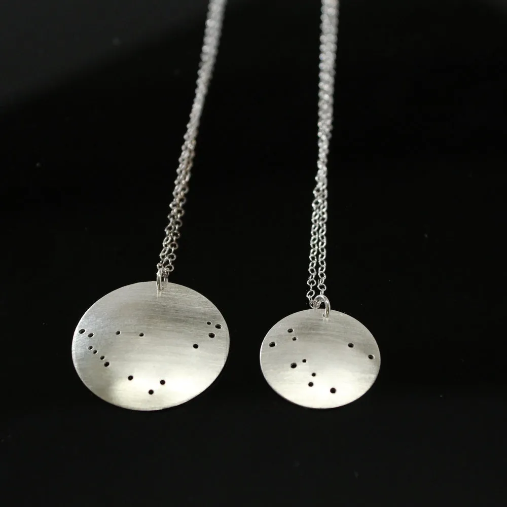 Zodiac Constellation Pinhole Sterling Silver Necklace
