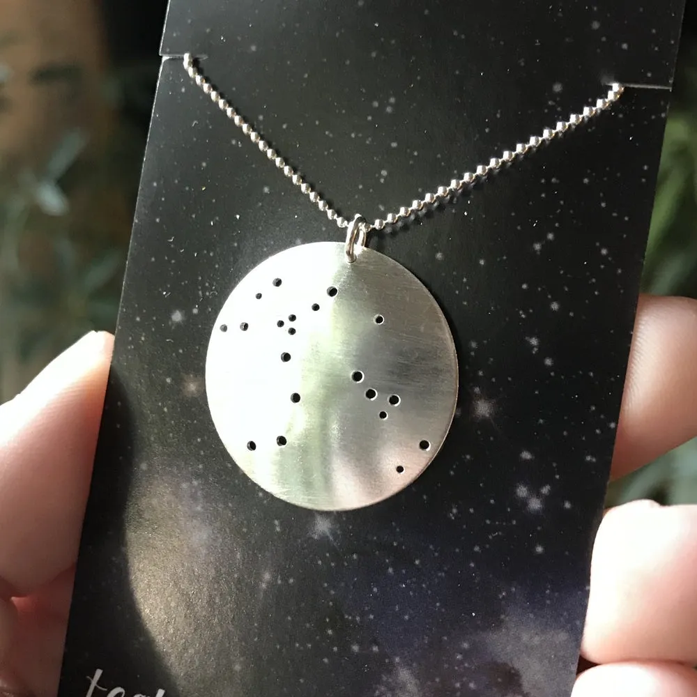 Zodiac Constellation Pinhole Sterling Silver Necklace