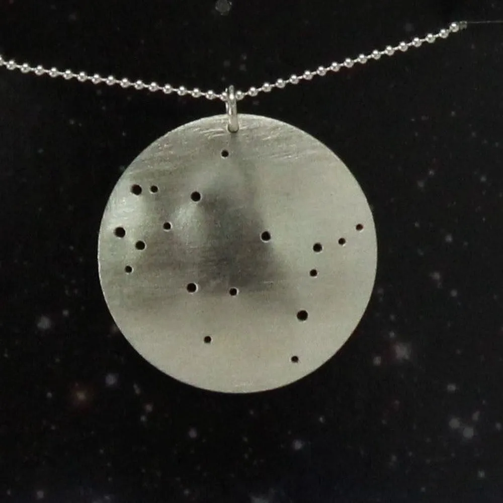 Zodiac Constellation Pinhole Sterling Silver Necklace
