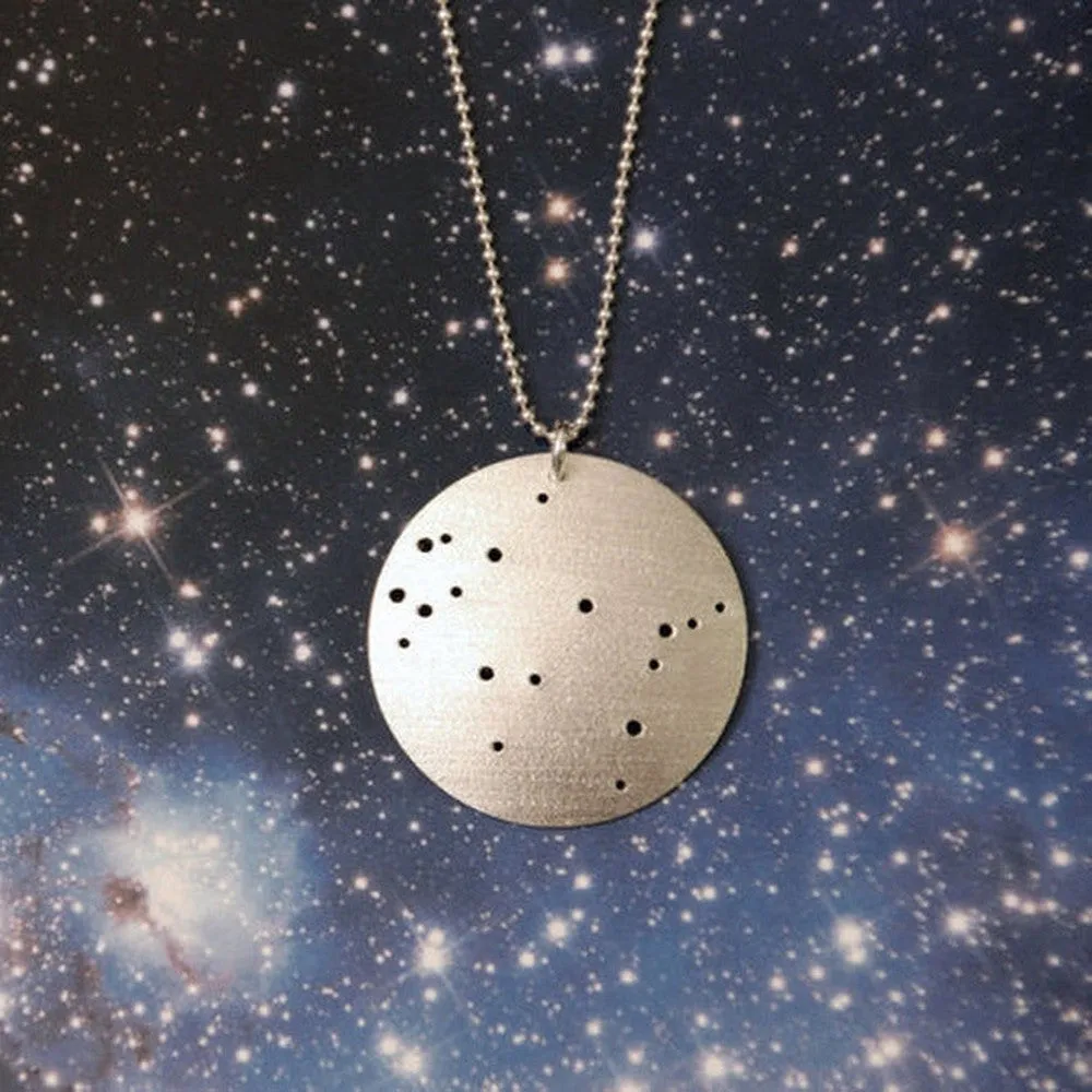 Zodiac Constellation Pinhole Sterling Silver Necklace