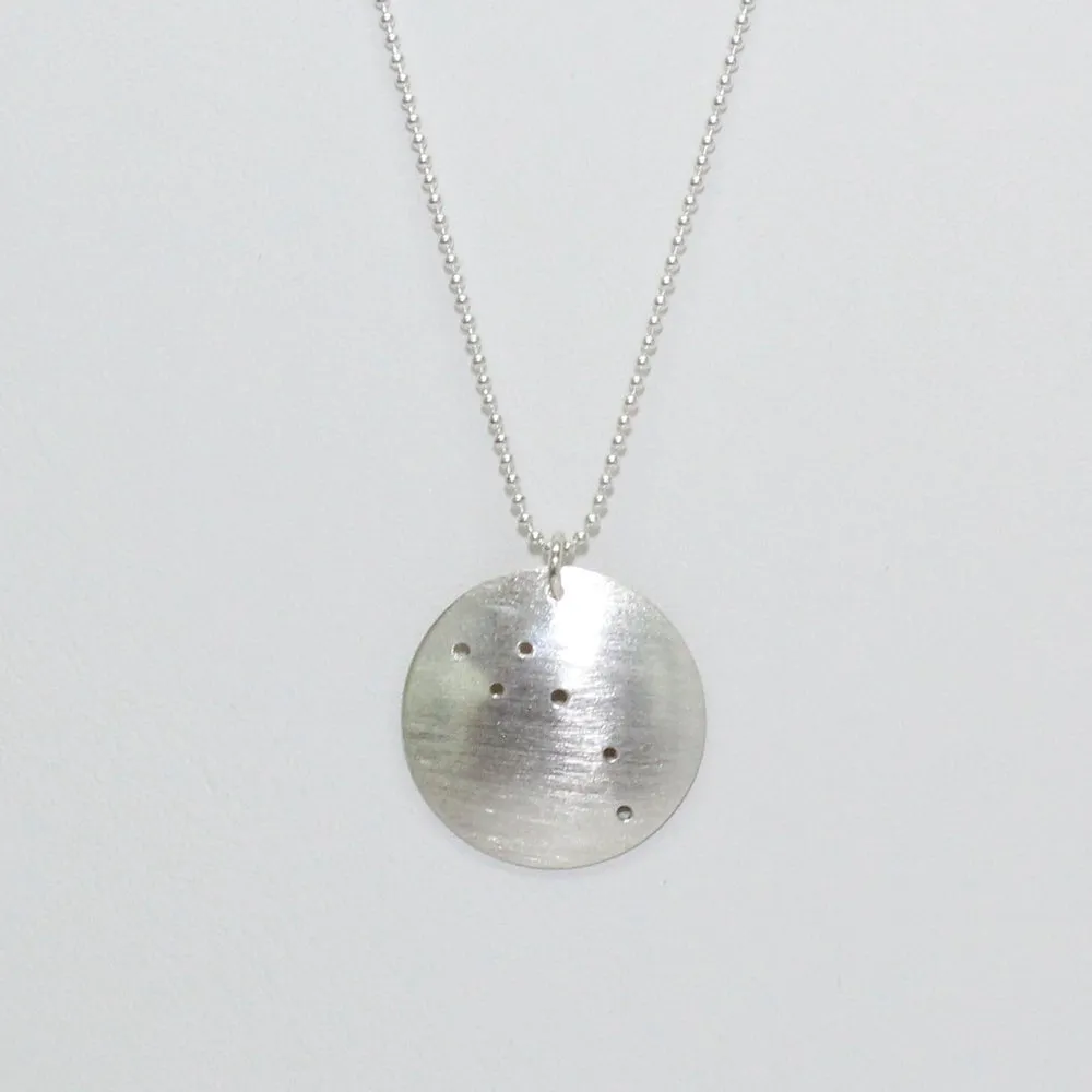 Zodiac Constellation Pinhole Sterling Silver Necklace