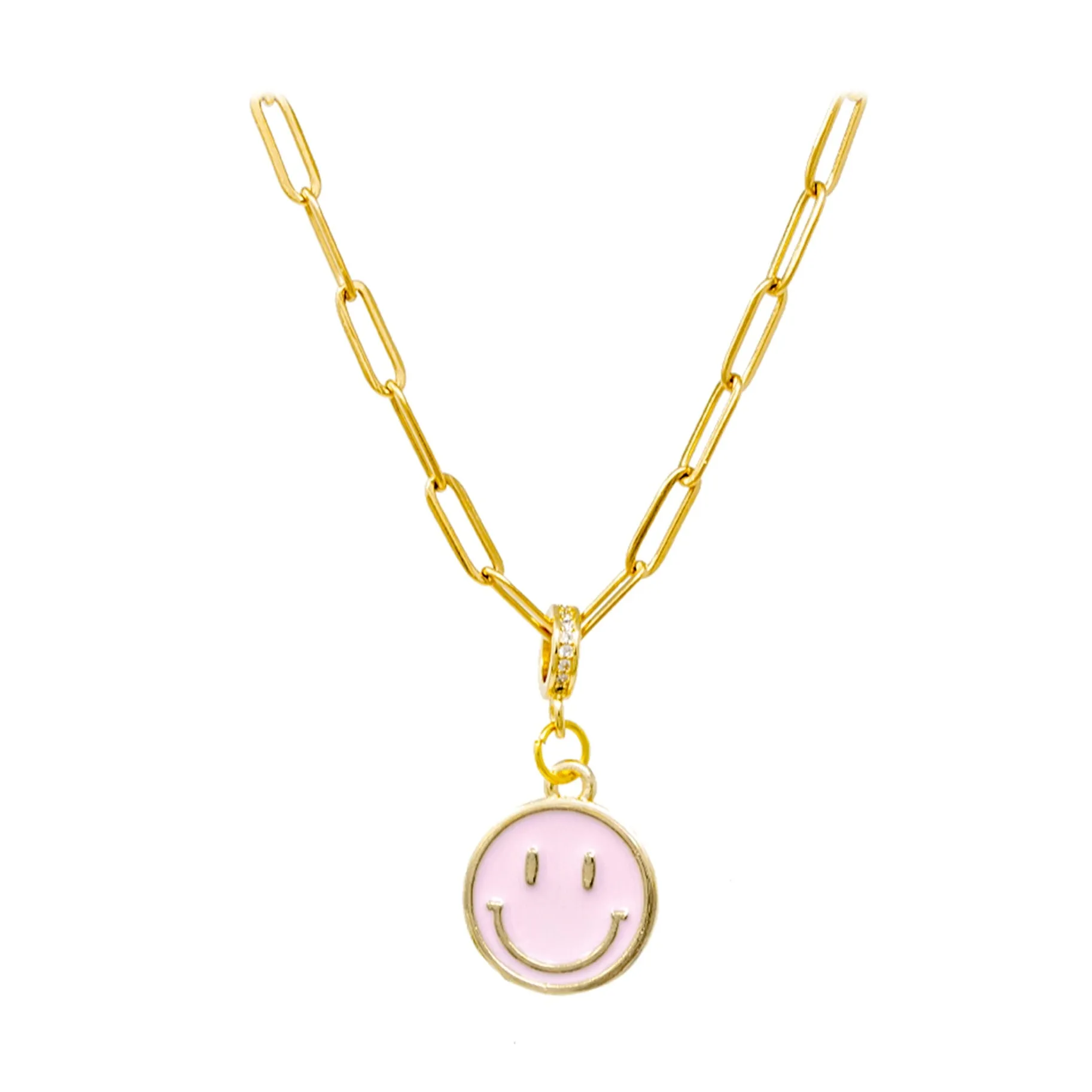 Zomi Gems Happy Face Necklace - Pink