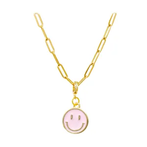 Zomi Gems Happy Face Necklace - Pink