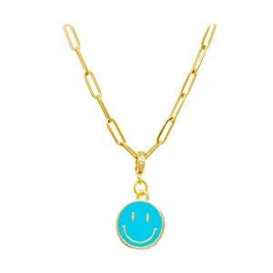 Zomi Gems Happy Face Necklace - Teal